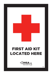 first aid kit location sign